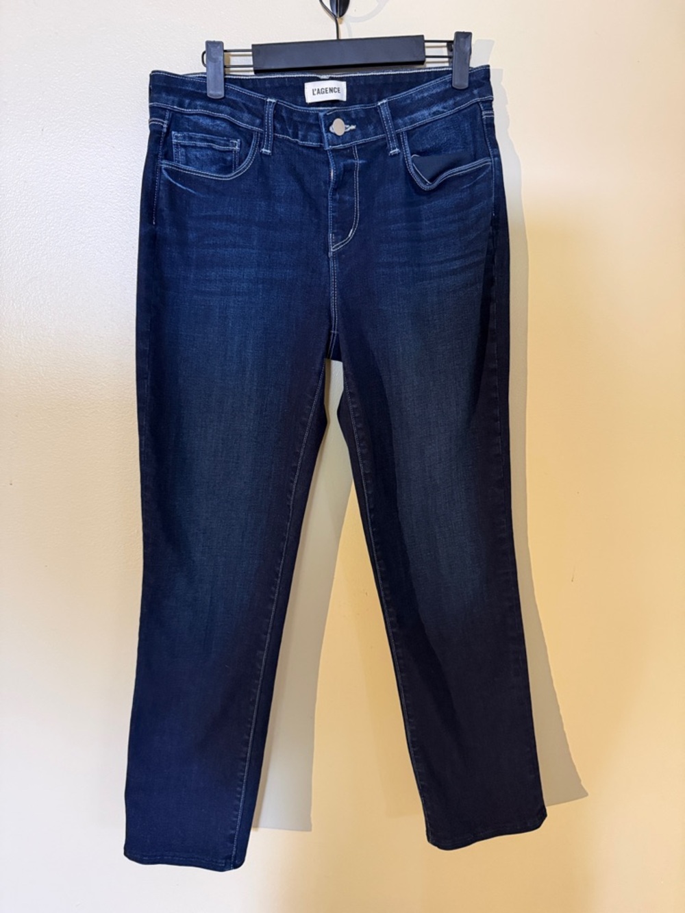 L'AGENCE Women's Straight Leg Jeans in Dark Blue